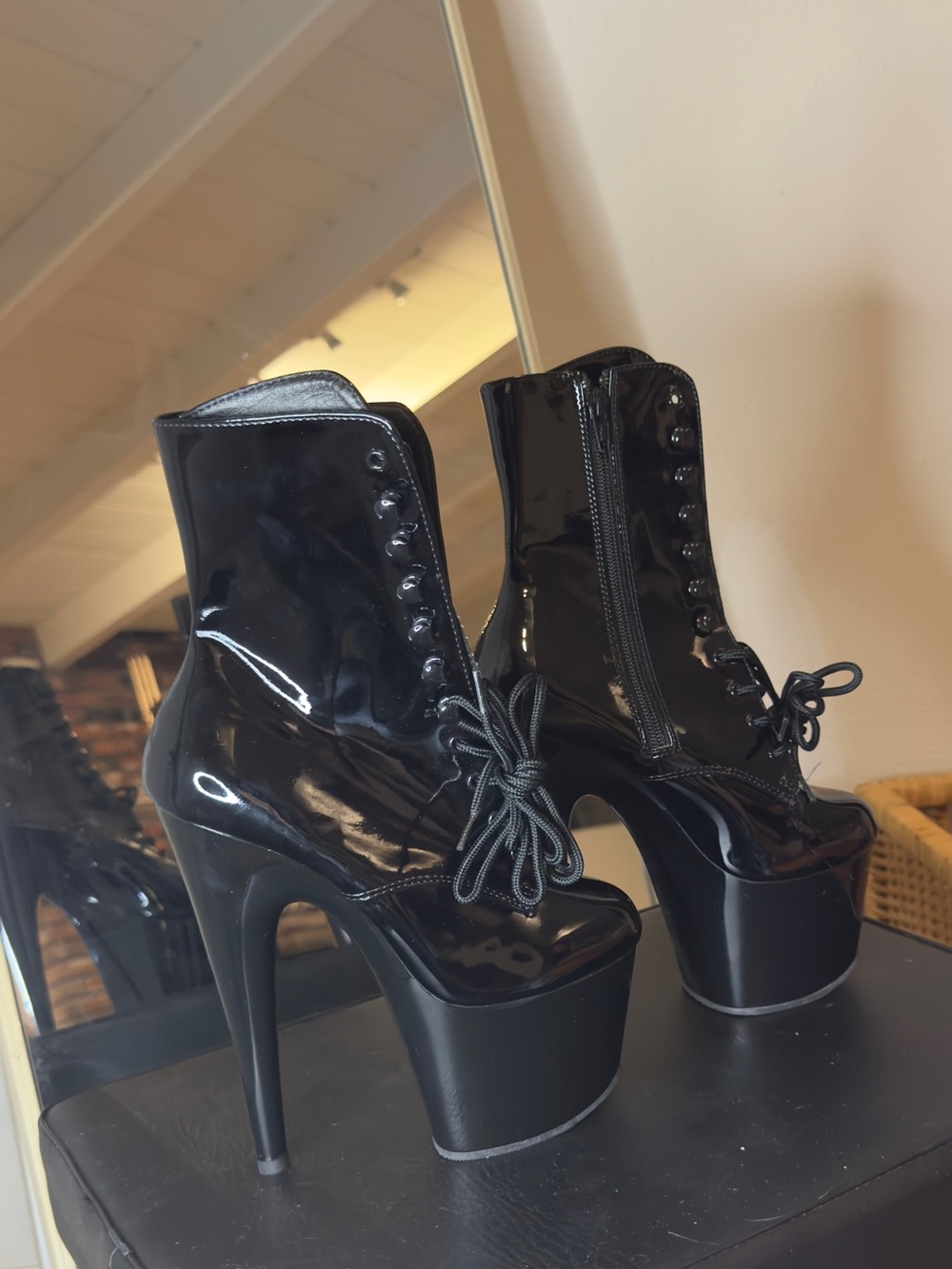 Dolls Kill FLAMINGO-1020 PLATFORM ANKLE BOOTS-BLACK